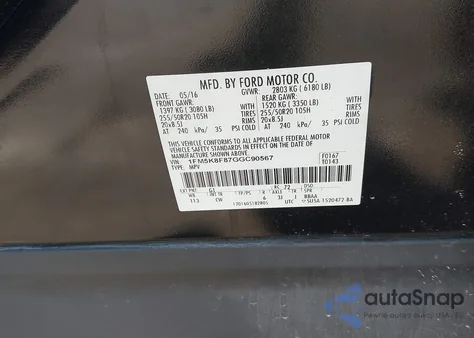 2016 Ford Explorer Limited from USA, damaged, VIN 1FM5K8F87GGC90567